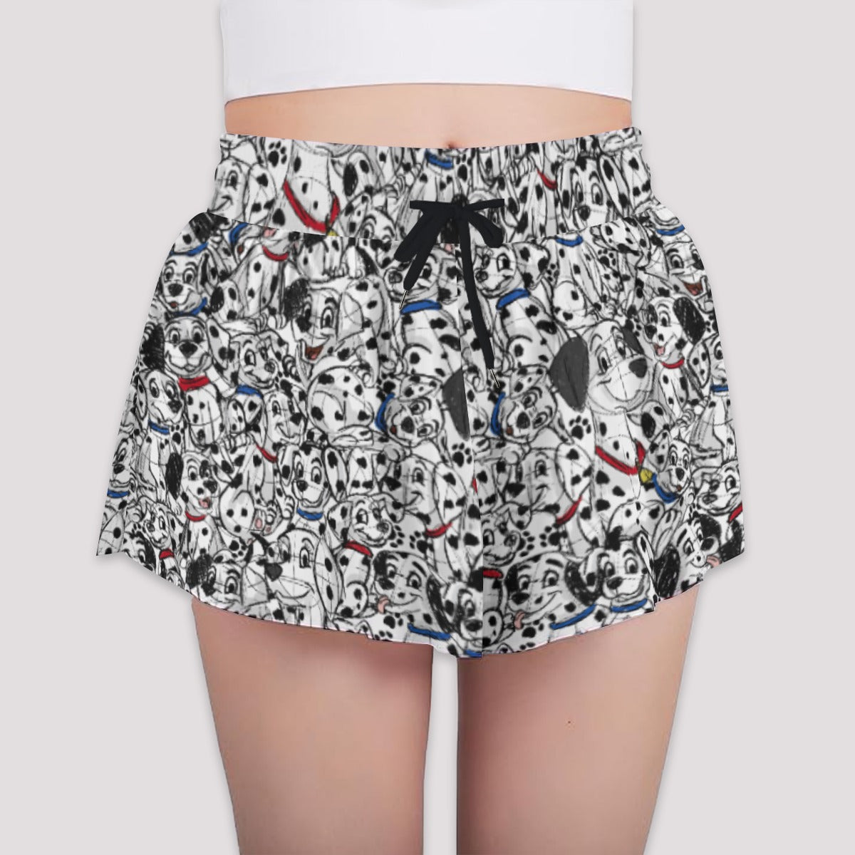 Sketchy Spotted Puppies - Girls’ Flowy Pocket Shorts