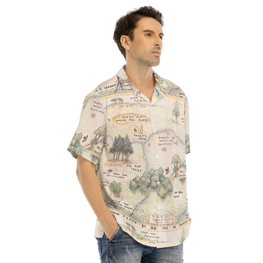 Hundred Acre Map - Men's Hawaiian Button Up Shirt