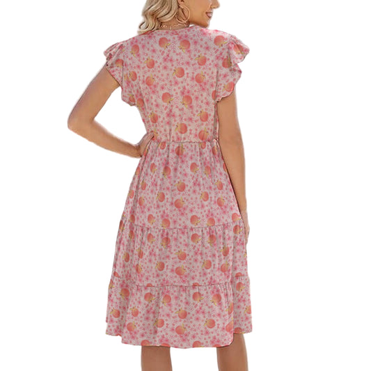 Summer Fruits - Peaches - Women's Tiered Pocket Midi Dress