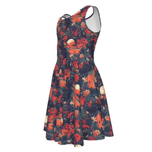 Tropical Dark Side Escape - Kid's Sleeveless Skater Dress