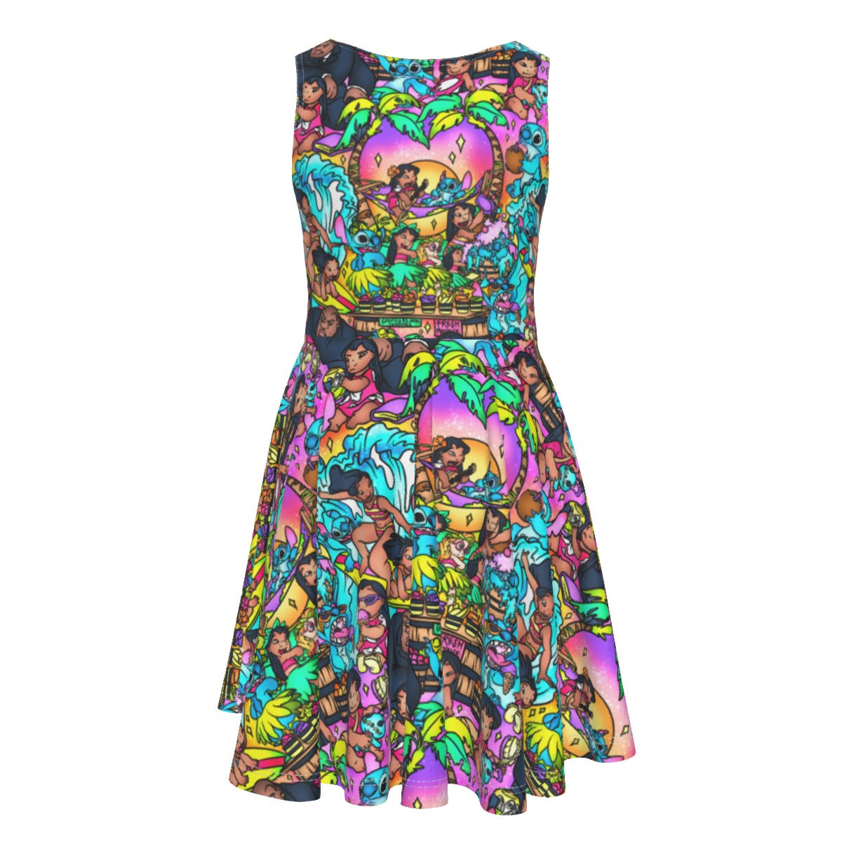 Ohana Island Storybook Scenes - Kid's Sleeveless Skater Dress