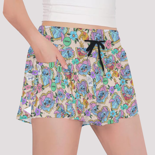 Tattoo Hearts Island Mischief - Girls’ Flowy Pocket Shorts