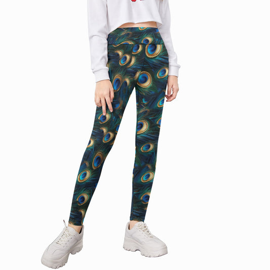 Animal Print - Peacock - Kid's Leggings