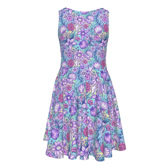 Fairytale Florals - Little Mermaid Inspired - Kid's Sleeveless Skater Dress