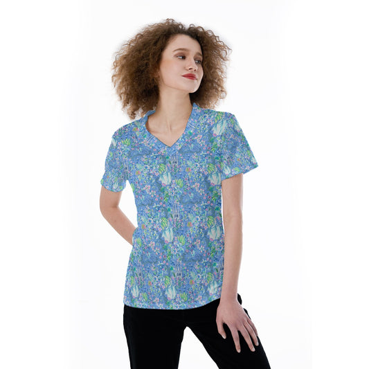 Bright Tropical Princess - Royal Beach Day - Women's Short Sleeve V-Neck T-Shirt