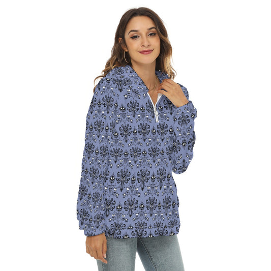 Spooky Mansion Wallpaper - Women's Borg Fleece Hoodie