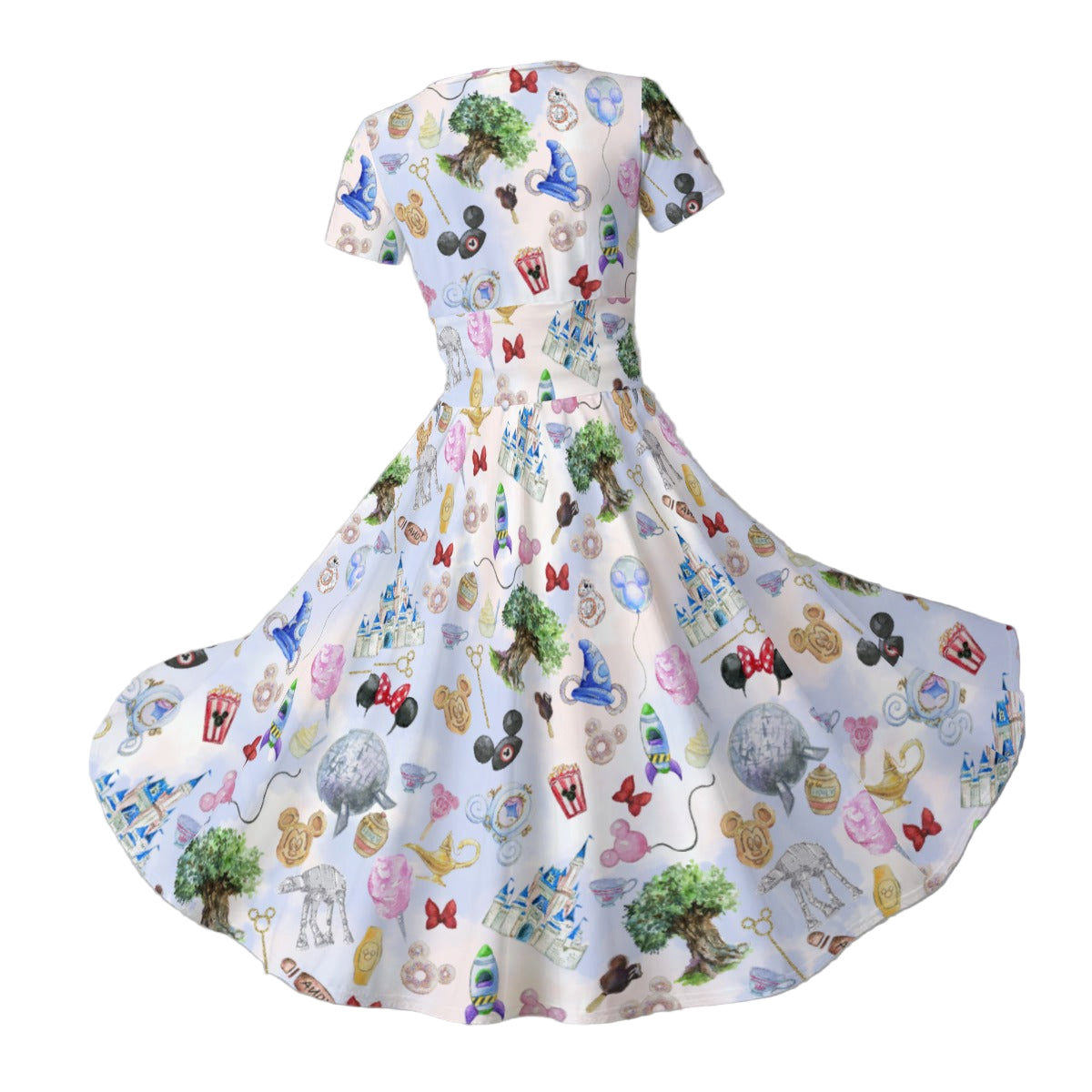 WDW Park Hopper - Women's V-Neck Ruched Midi Dress