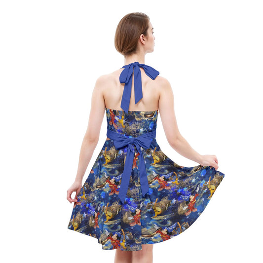 Enchanted Broom Magic - Women's Halter Vintage Pocket Dress
