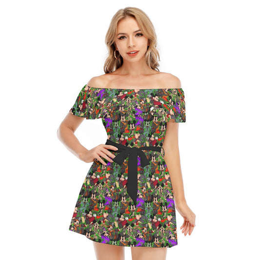 Halloween Costume Mashup - Women's Off-shoulder Ruffle Dress