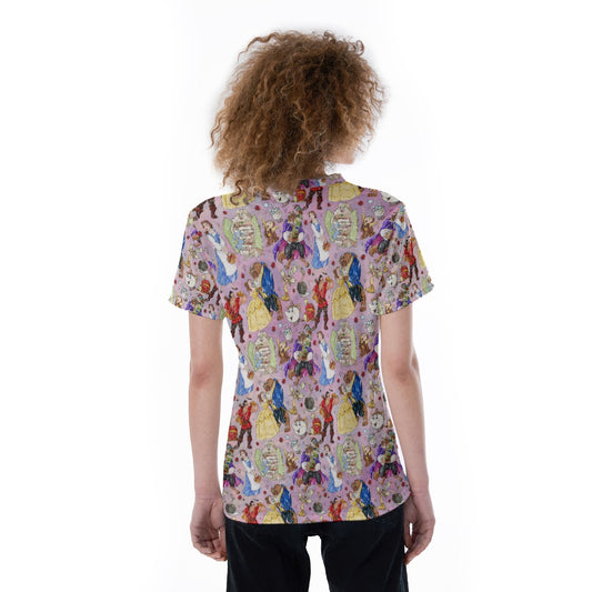 Enchanted Tale Sketch - Women's Short Sleeve V-Neck T-Shirt
