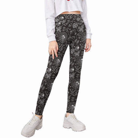 Monochrome Theme Park Icons - Kid's Leggings