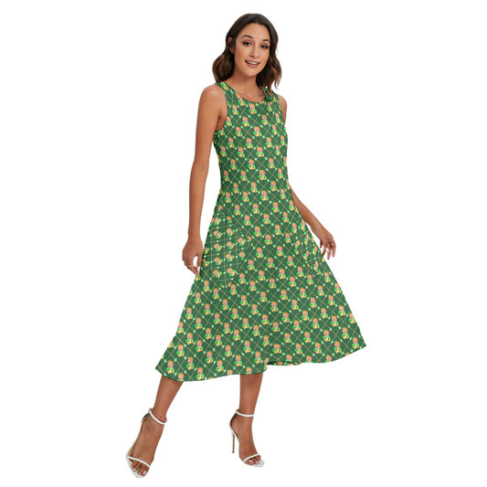 Geometric Citrus Delight - Women’s Diagonal Pocket Midi Dress
