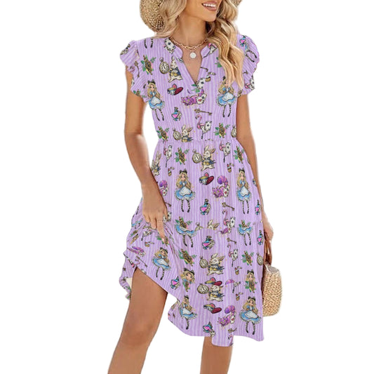 Whimsical Curious Adventure - Women's Tiered Pocket Midi Dress
