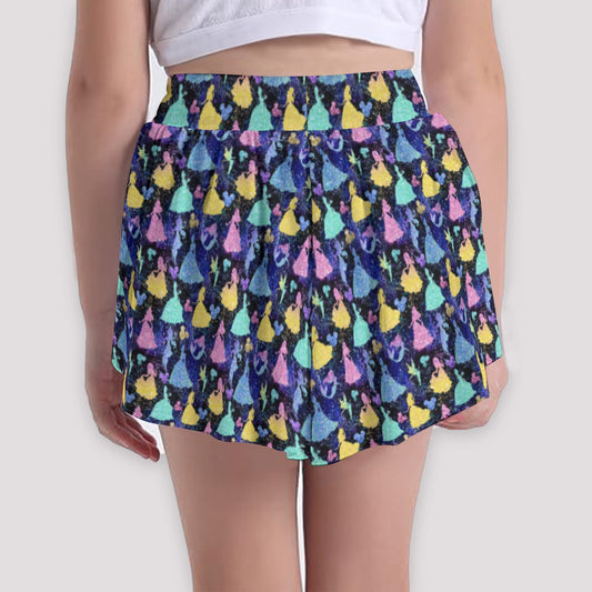 Princess Glitter Silhouettes - Girls’ Flowy Pocket Shorts