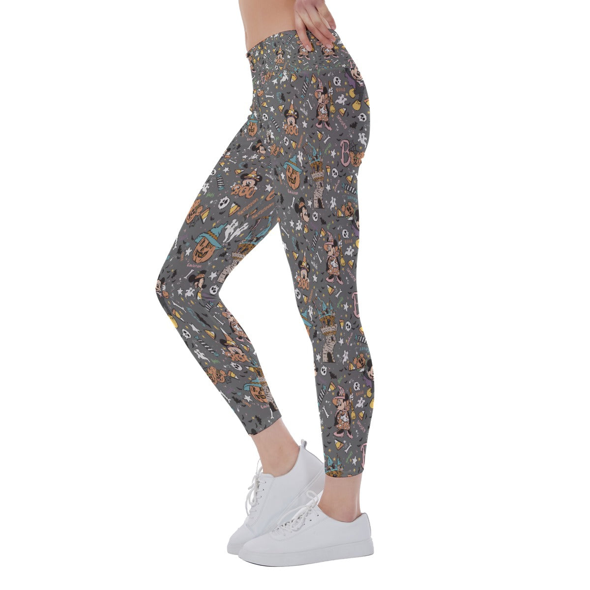 Spooky Spellbook Doodles - Women's Yoga Leggings