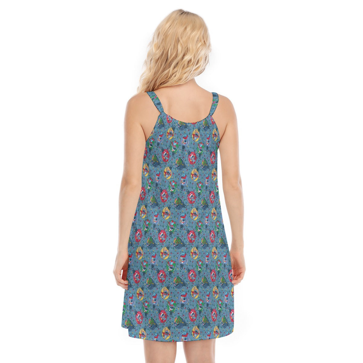 Holiday Baubles with Mischievous Blue Alien - Women’s Adjustable Sundress