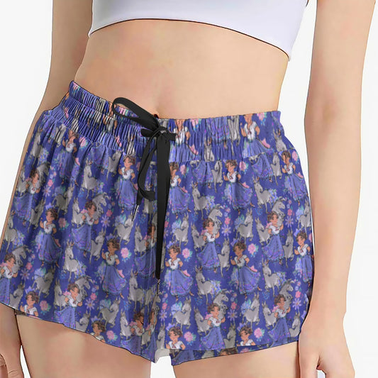Whimsical Strong Heroine - Women's Flowy Pocket Shorts