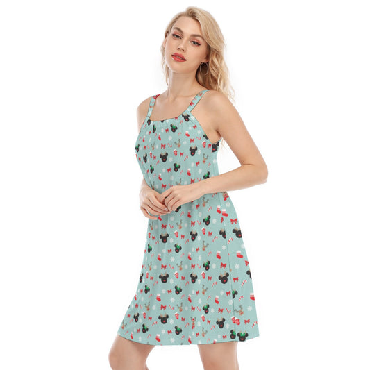 Festive Reindeer Mouse Holiday - Women’s Adjustable Sundress