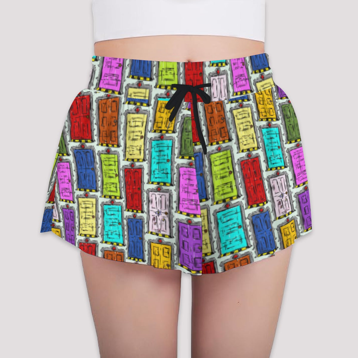 Sketchy Scare Doors - Girls’ Flowy Pocket Shorts