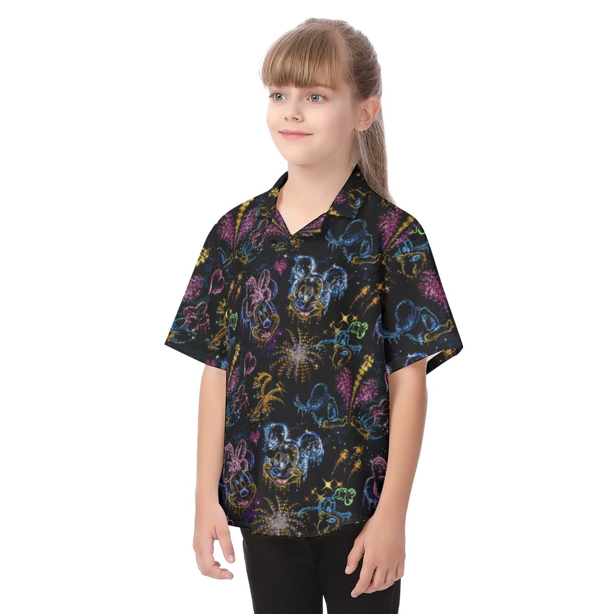 Mickey and Minnie's Love in the Sky - Kid's Hawaiian Button Up Shirt