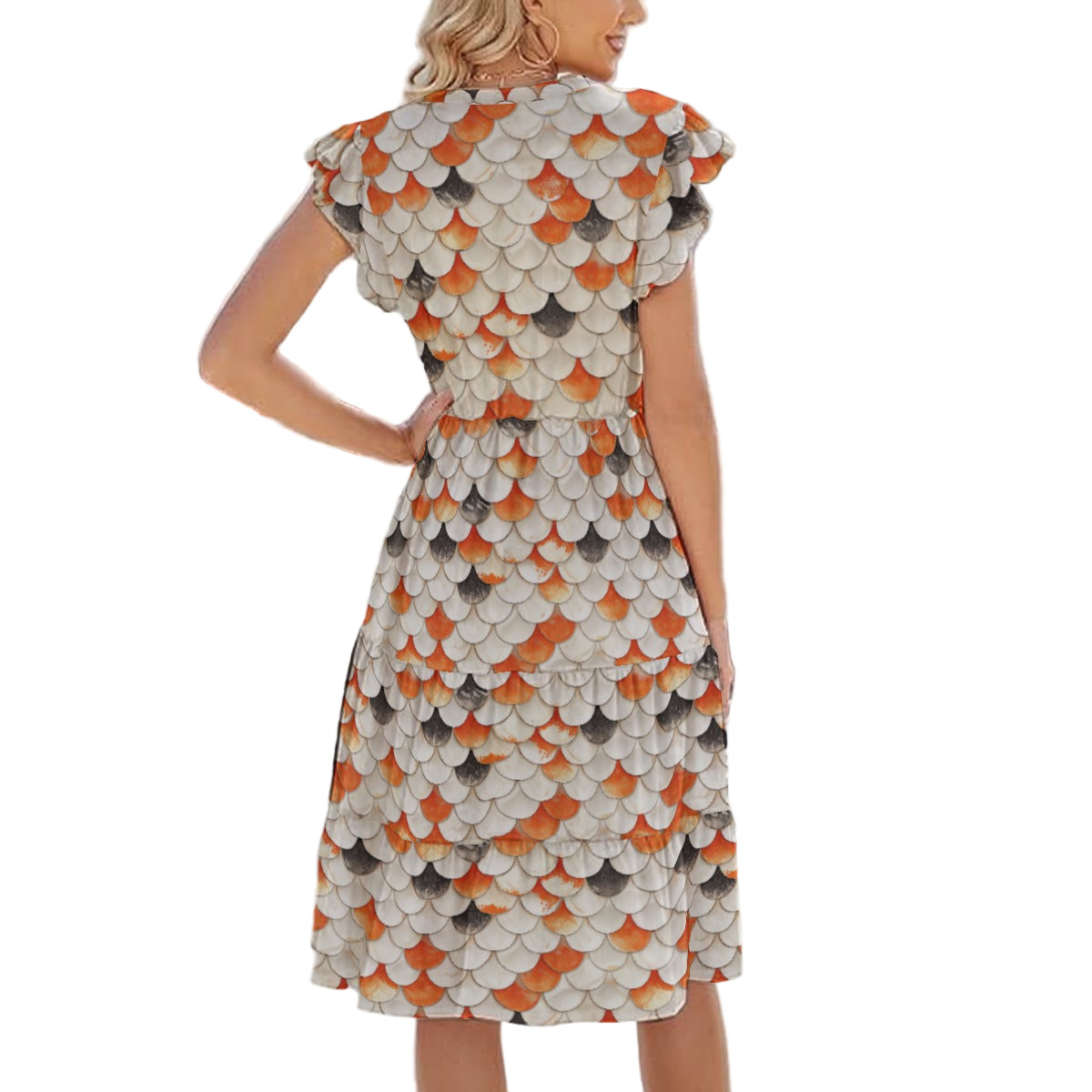 Animal Print - Koi Fish - Women's Tiered Pocket Midi Dress