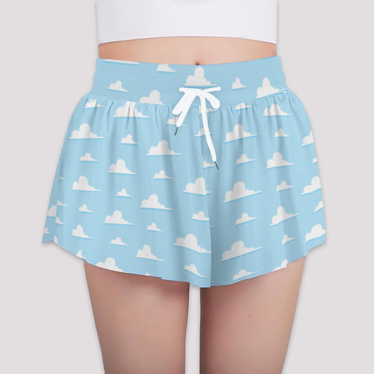 Andy’s Room Clouds - Girls’ Flowy Pocket Shorts