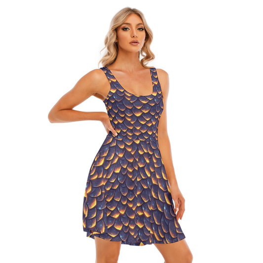Animal Print - Dragon - Women's Sleeveless Pocket Skater Dress