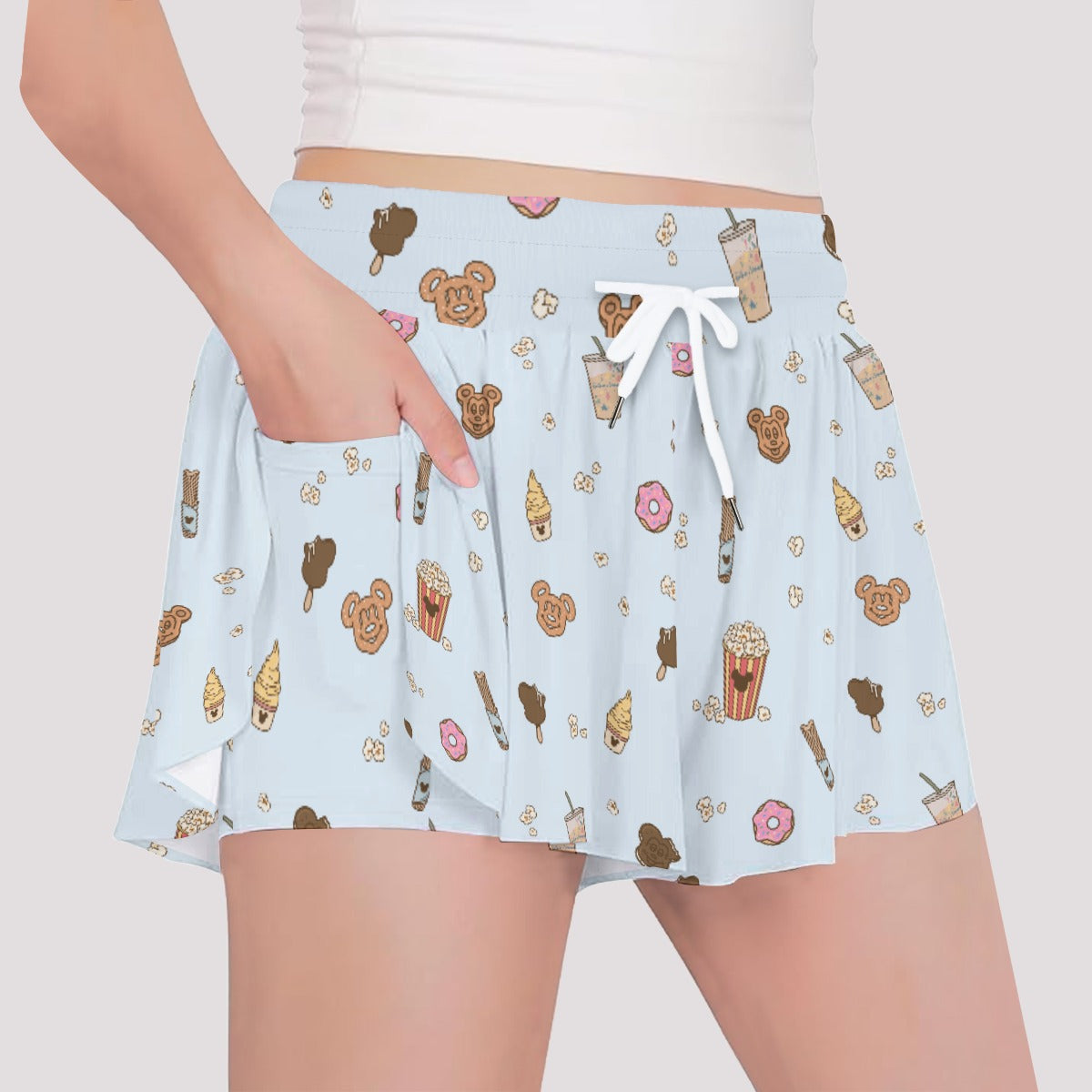 Minimal Snackcore - Girls’ Flowy Pocket Shorts