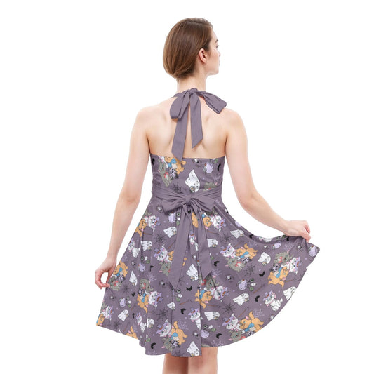 Spooky Fancy Felines - Women's Halter Vintage Pocket Dress