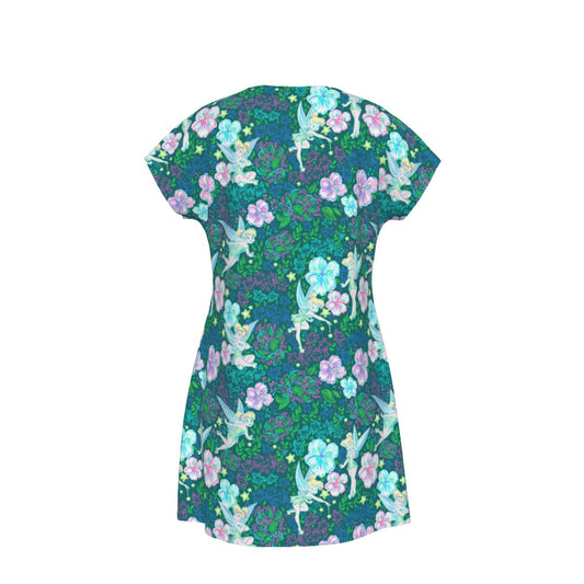 Pixie in Neon Blooms - Women's T-Shirt Dress
