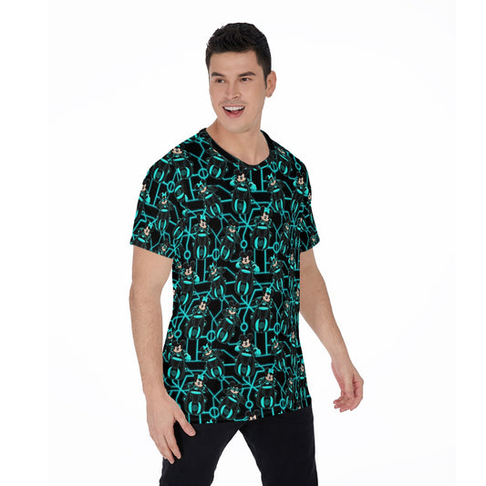 Electric Neon Grid Adventure - Men's Short Sleeve T-Shirt