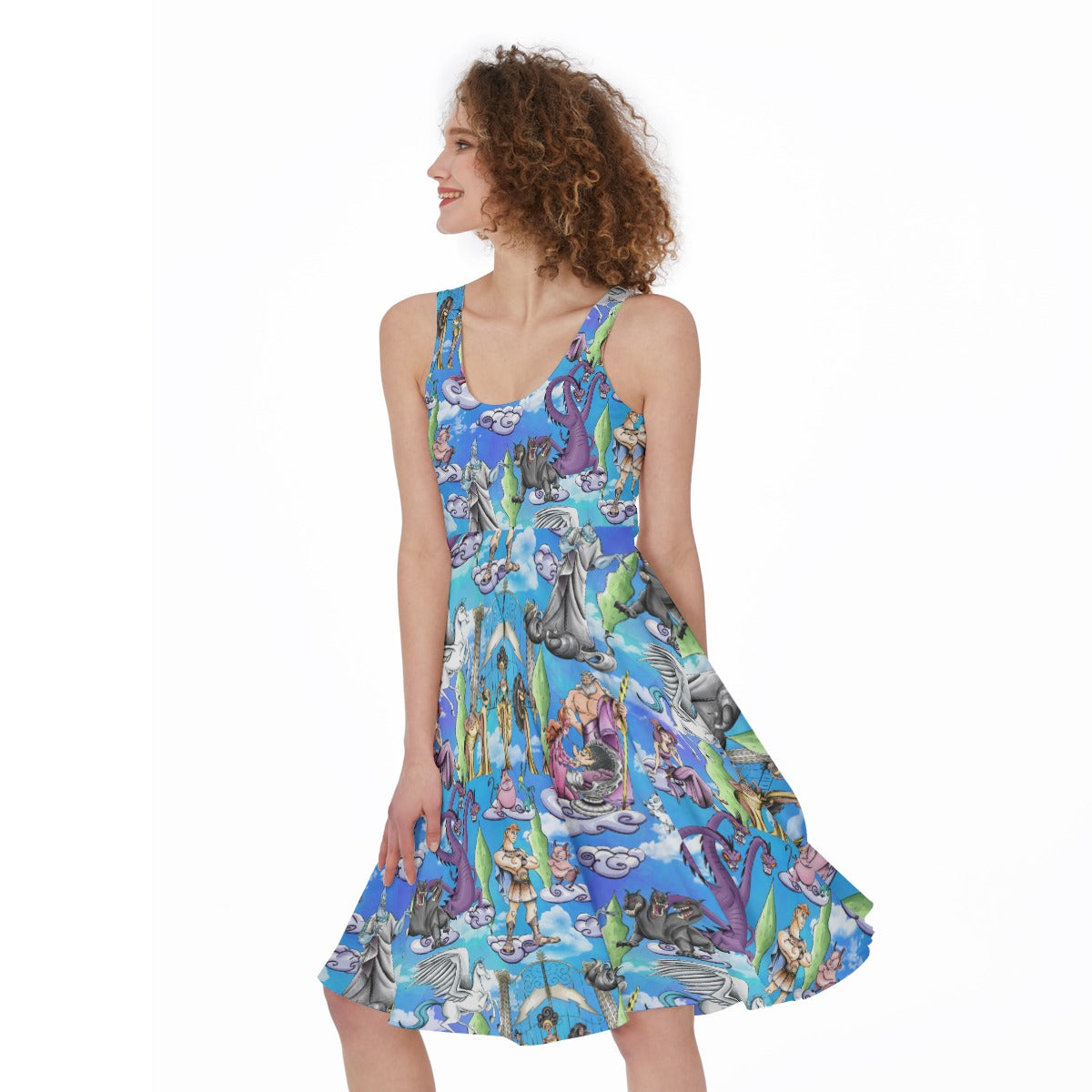 Mythic Hero Chaos Clouds - Pocket Midi Skater Dress