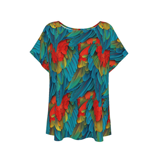 Animal Print - Macaw Parrot - Women’s Relaxed Fit Scoop Tee