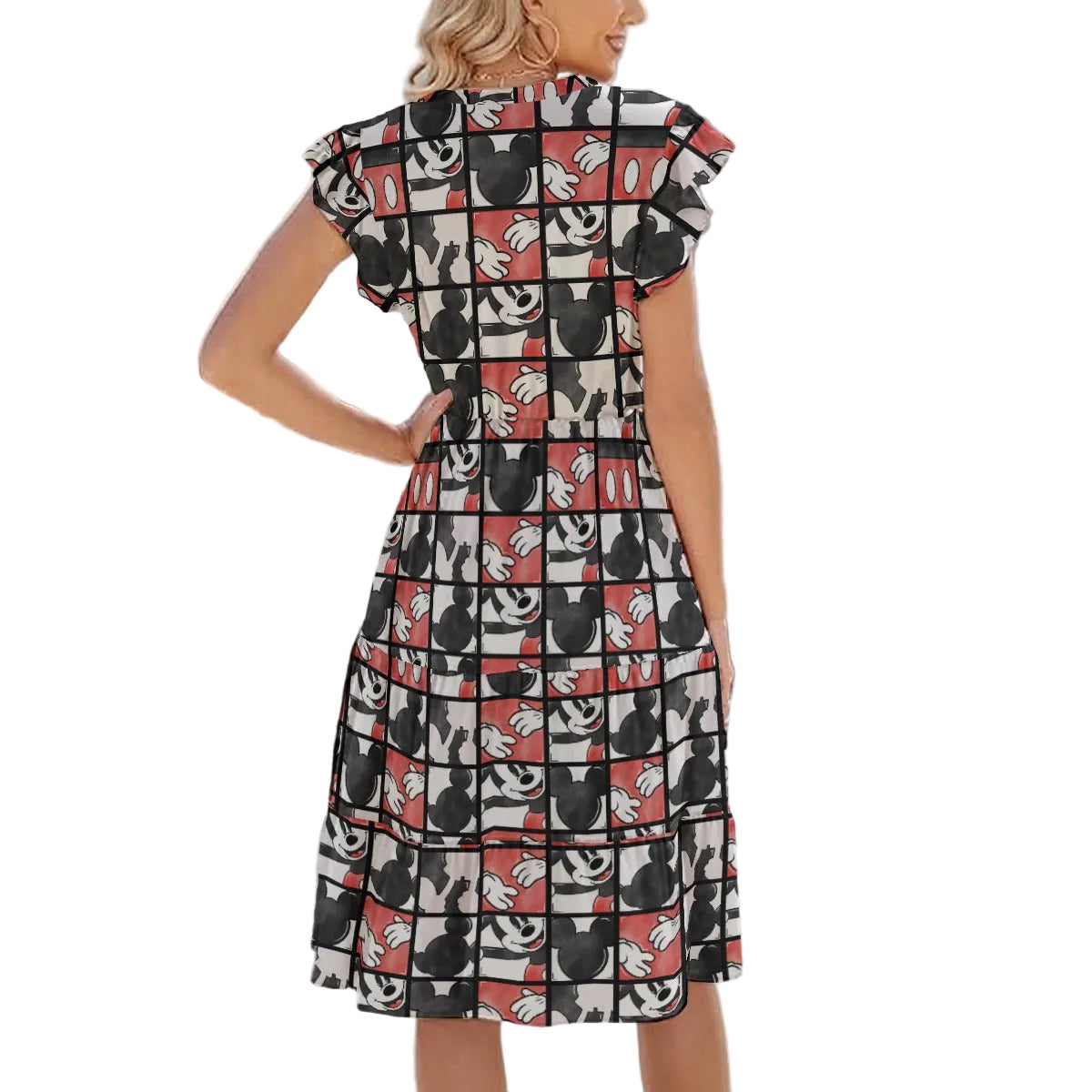 Mouse Block Party - Women's Tiered Pocket Midi Dress