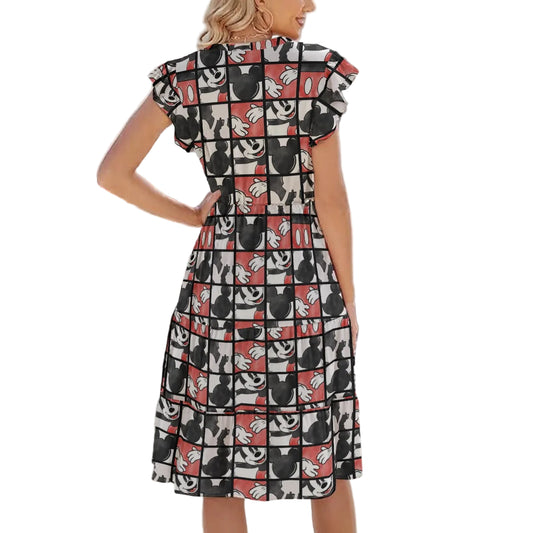 Mouse Block Party - Women's Tiered Pocket Midi Dress