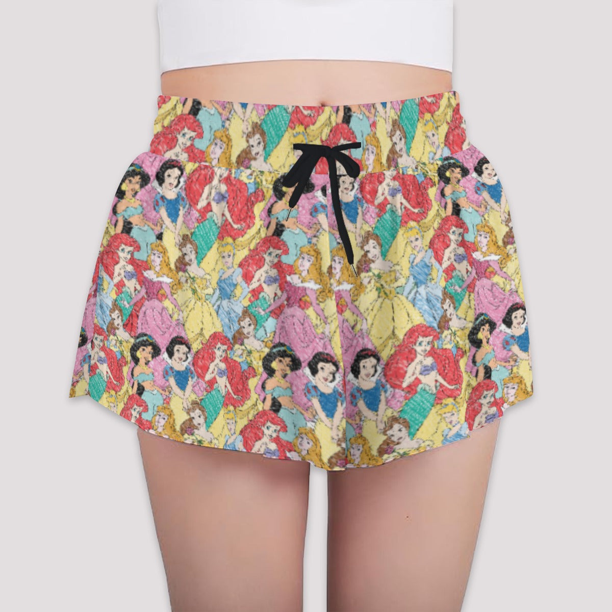 Royal Princess Sketches - Girls’ Flowy Pocket Shorts
