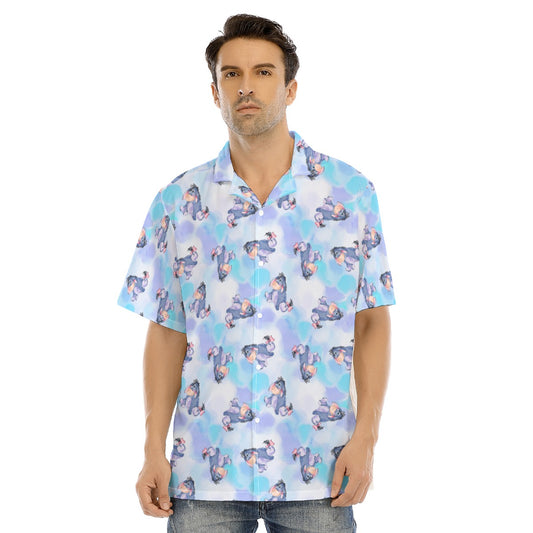 Watercolor Gentle Donkey - Men's Hawaiian Button Up Shirt