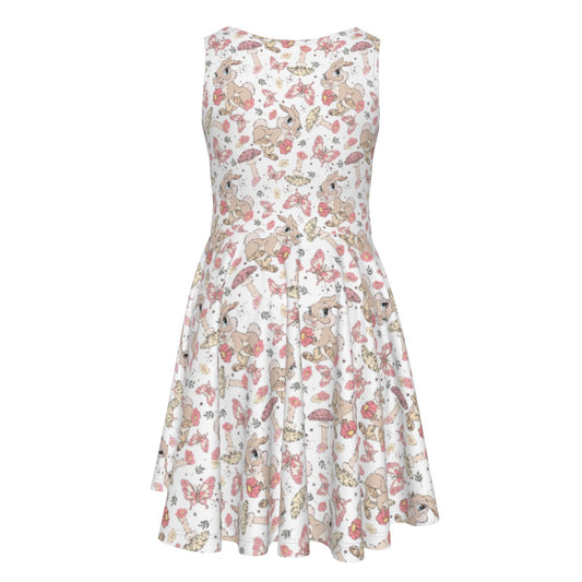 Woodland Bunny Cottagecore - Kid's Sleeveless Skater Dress