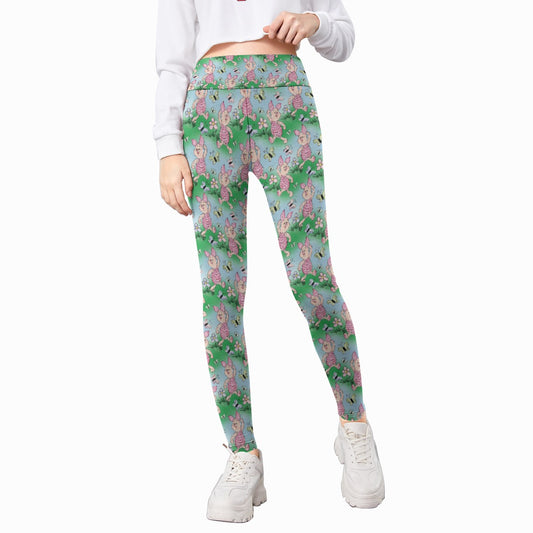 Sketched Shy Friend and Butterflies - Kid's Leggings