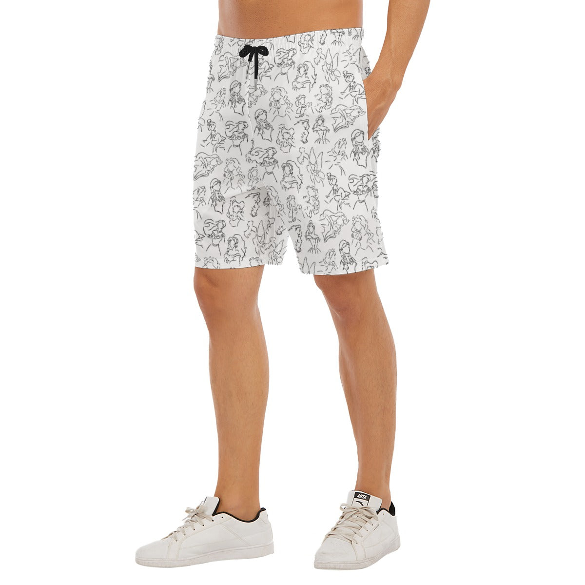Monochrome Royal Silhouettes - Men’s Pocket Beach Shorts