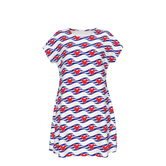 Nautical Cruise Logo Print - Women's T-Shirt Dress