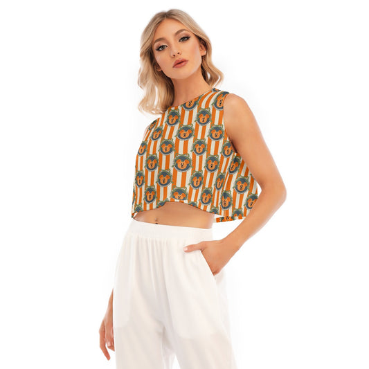 Pumpkin Cameo Stripes - Women’s Sleeveless Cropped Tee