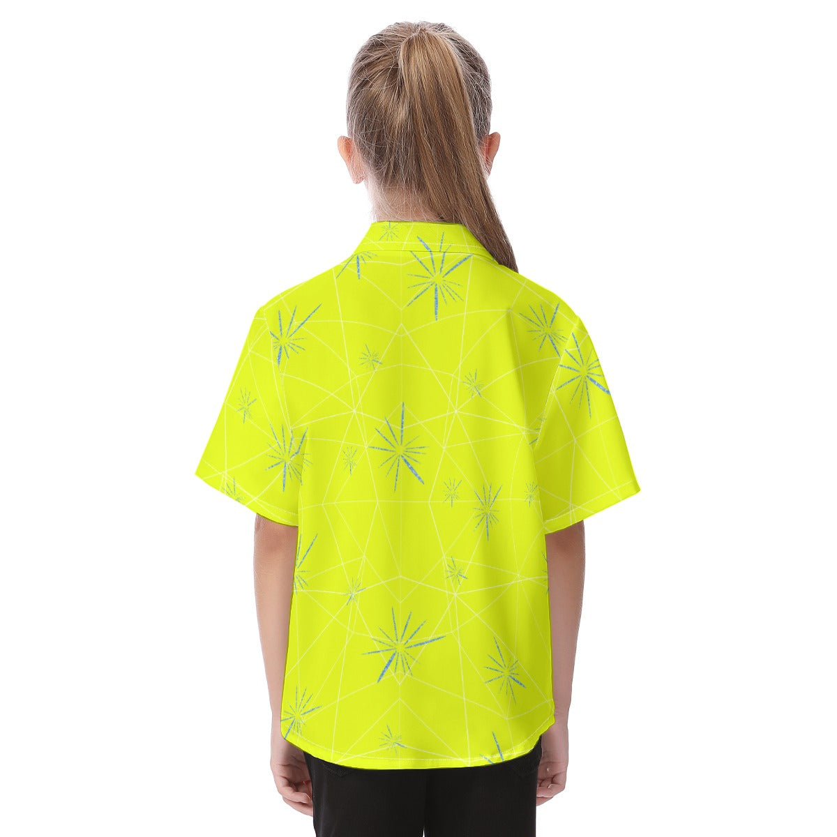 Joyful Blue & Yellow Florals - Kid's Hawaiian Button Up Shirt