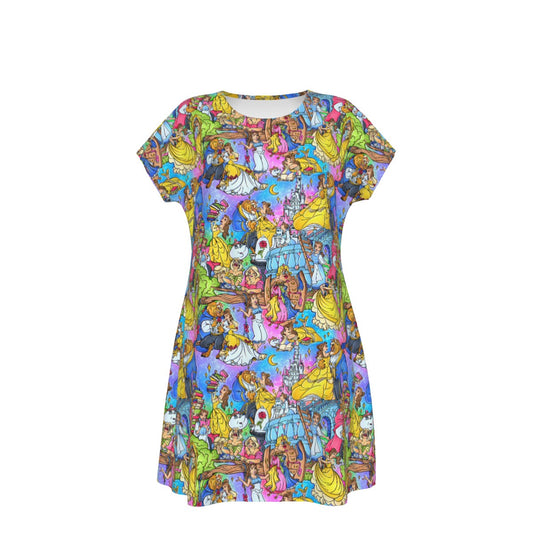 Enchanted Tale Storybook Scenes - Women's T-Shirt Dress