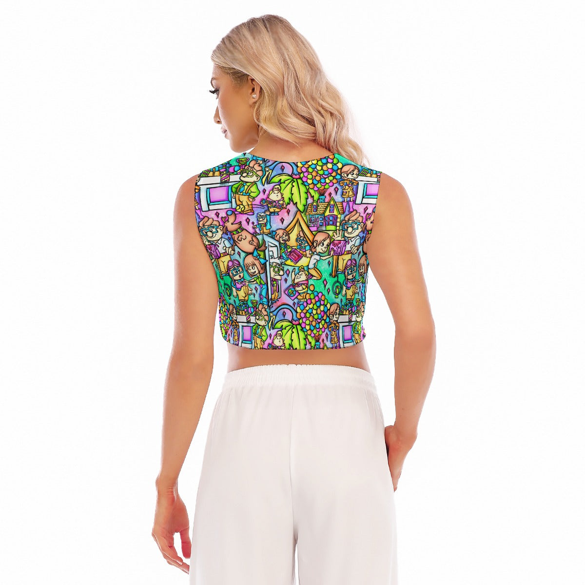 Balloon House Adventure Scenes - Women’s Sleeveless Cropped Tee