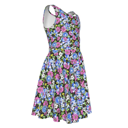 Garden Whimsy - Retro Mickey & Minnie - Kid's Sleeveless Skater Dress