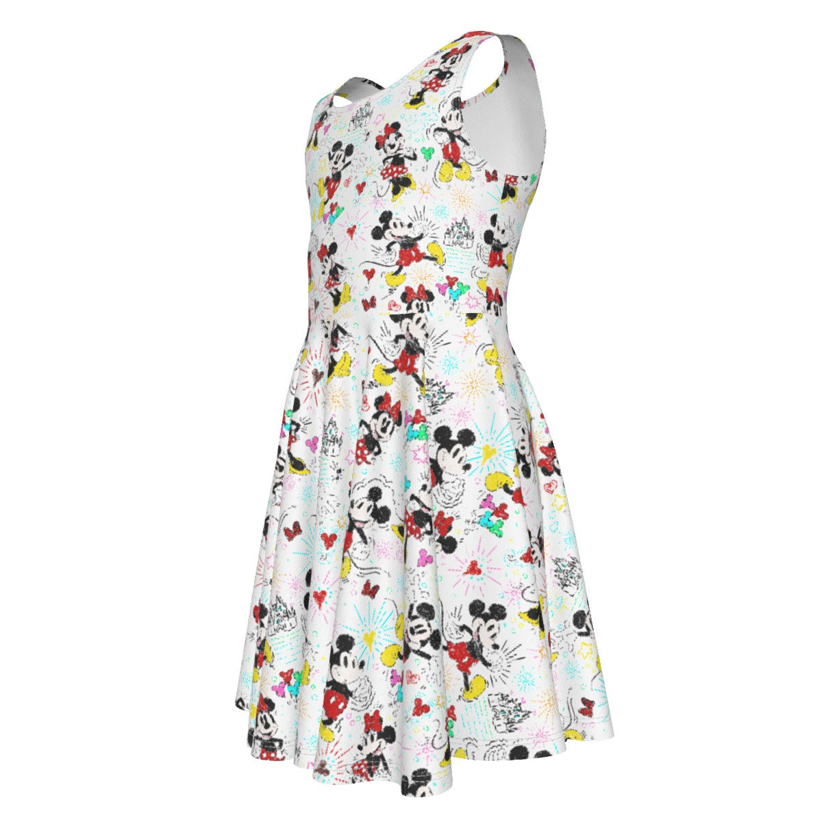 Doodle Mouse Magic - Kid's Sleeveless Skater Dress