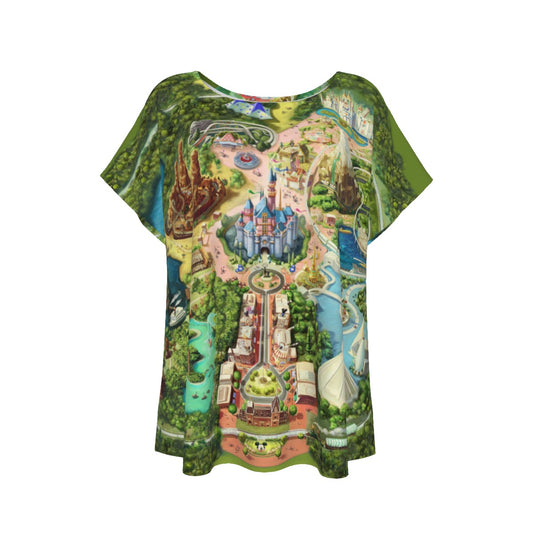 Colorful Theme Park Map - Women’s Relaxed Fit Scoop Tee