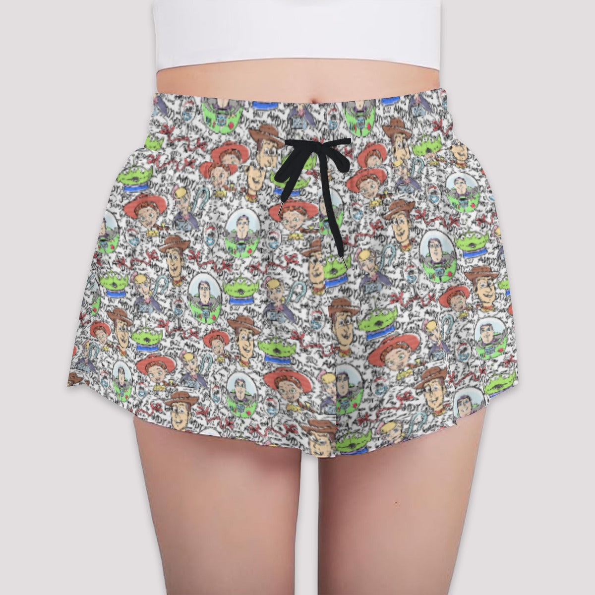 Sketch Autographs of Animated Toy Friends - Girls’ Flowy Pocket Shorts