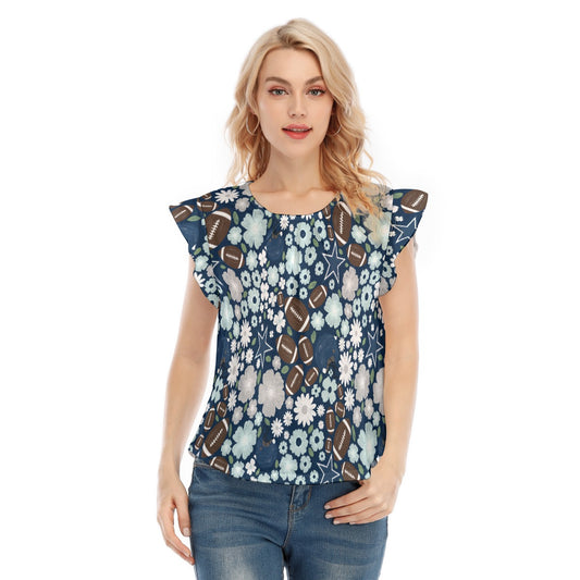 Blue Star Blooms - Women’s Flutter Sleeve Top